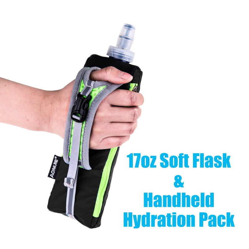 LX LERMX LERMX Quick Grip Chill 17 oz Handheld soft Flask Water Bottle Hydration Pack (17 oz Black) - Image 1
